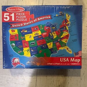 Melissa & Doug USA Map 51-Piece Puzzle - Red, Blue, Green